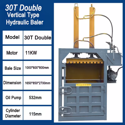 30ton Double Vertical Type Hydraulic Baler for Plastic Pet Bottles