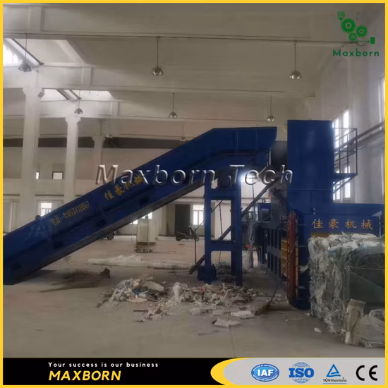 Automatic Dual RAM Hydraulic Horizontal Cardboard Baler for Waste Paper Scrap Baler with Conveyor System for Paper Mill Recycling Plant